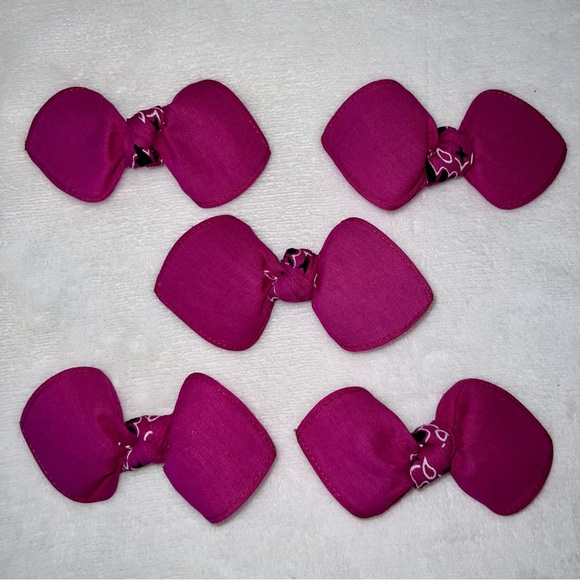 Magenta Paisley Rockabilly Bandana Knotted Hair Bow - Picture 9 of 11